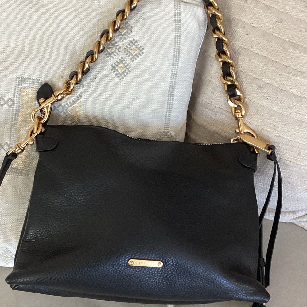 Black Shoulder Bag with Gold Chain Rebecca minkoff
